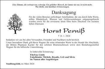 Traueranzeige von Horst Perniß von Südthüringer Presse