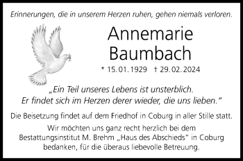 Traueranzeige von Annemarie Baumbach von Neue Presse Coburg