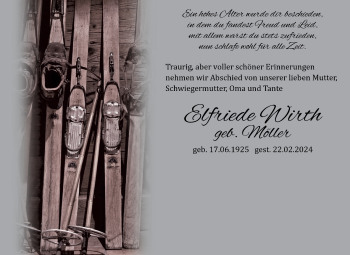 Traueranzeige von Elfriede Wirth von Südthüringer Presse
