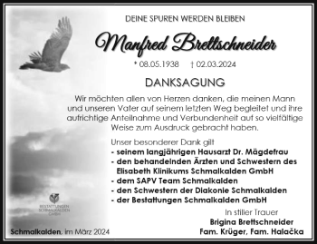 Traueranzeige von Manfred Brettschneider von Südthüringer Presse