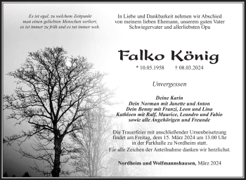 Traueranzeige von Falko König von Südthüringer Presse