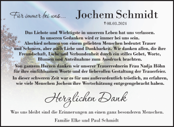 Traueranzeige von Jochem Schmidt von Neue Presse Coburg