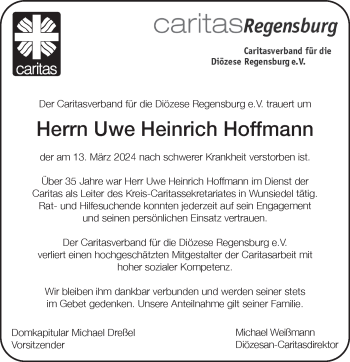 Traueranzeige von Uwe Heinrich Hoffmann von Frankenpost