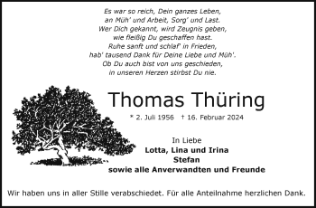 Traueranzeige von Thomas Thüring von Frankenpost