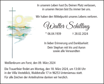 Traueranzeige von Walter Schilling von Neue Presse Coburg