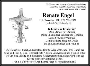 Traueranzeige von Renate Engel von Frankenpost