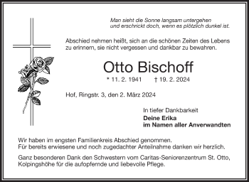 Traueranzeige von Otto Bischoff von Frankenpost