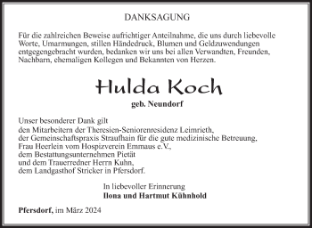 Traueranzeige von Hulda Koch von Südthüringer Presse