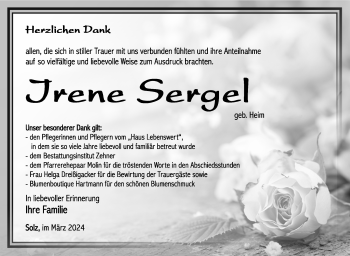 Traueranzeige von Irene Sergel von Südthüringer Presse