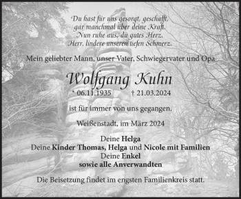 Traueranzeige von Wolfgang Kuhn von Frankenpost