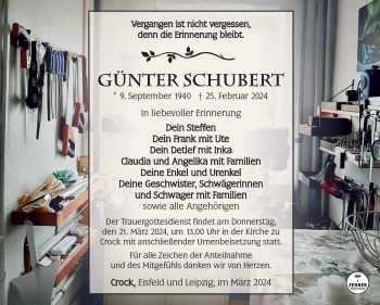Traueranzeige von Günter Schubert von Südthüringer Presse
