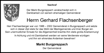 Traueranzeige von Gerhard Flachsenberger von Neue Presse Coburg