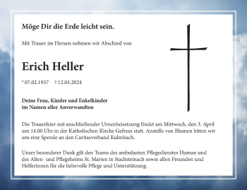 Traueranzeige von Erich Heller von Frankenpost