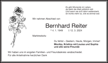 Traueranzeige von Bernhard Reiter von Frankenpost