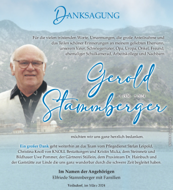 Traueranzeige von Gerold Stammberger von Südthüringer Presse