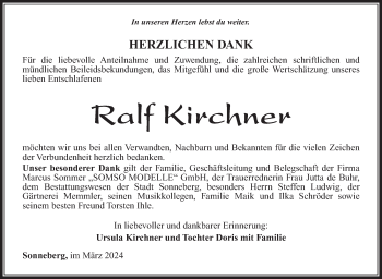 Traueranzeige von Ralf Kirchner von Südthüringer Presse