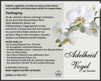 Traueranzeige von Adelheid Vogel von Südthüringer Presse