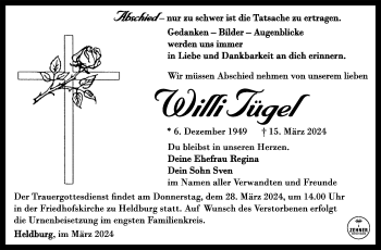 Traueranzeige von Willi Tügel von Südthüringer Presse