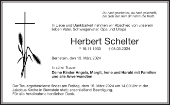 Traueranzeige von Herbert Schelter von Frankenpost
