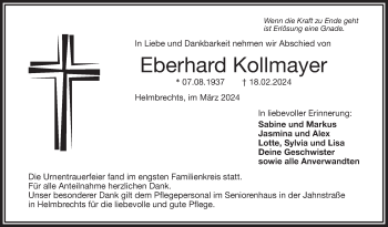 Traueranzeige von Eberhard Kollmayer von Frankenpost