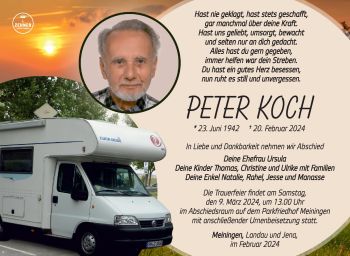 Traueranzeige von Peter Koch von Südthüringer Presse