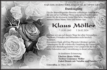 Traueranzeige von Klaus Möller von Südthüringer Presse