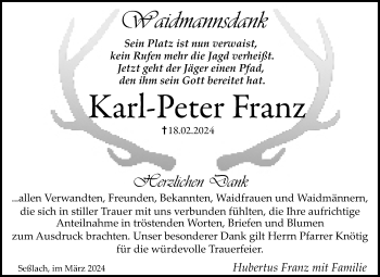 Traueranzeige von Karl-Peter Franz von Neue Presse Coburg