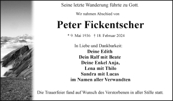 Traueranzeige von Peter Fickentscher von Frankenpost