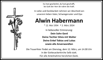 Traueranzeige von Alwin Habermann von Frankenpost