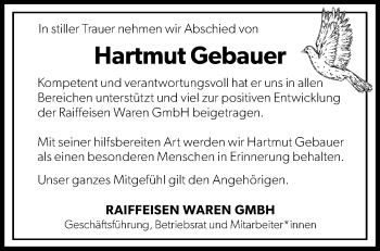 Traueranzeige von Hartmut Gebauer von Südthüringer Presse