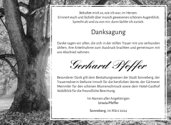 Traueranzeige von Gerhard Pfeffer von Südthüringer Presse