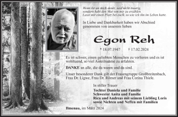 Traueranzeige von Egon Reh von Südthüringer Presse