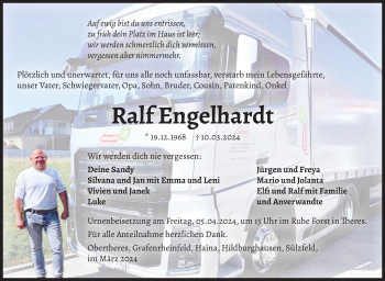 Traueranzeige von Ralf Engelhardt von Südthüringer Presse