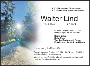 Traueranzeige von Walter Lind von Neue Presse Coburg