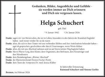 Traueranzeige von Helga Schuchert von Südthüringer Presse