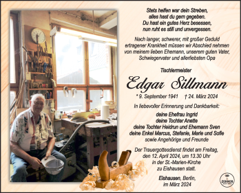 Traueranzeige von Edgar Sillmann von Südthüringer Presse