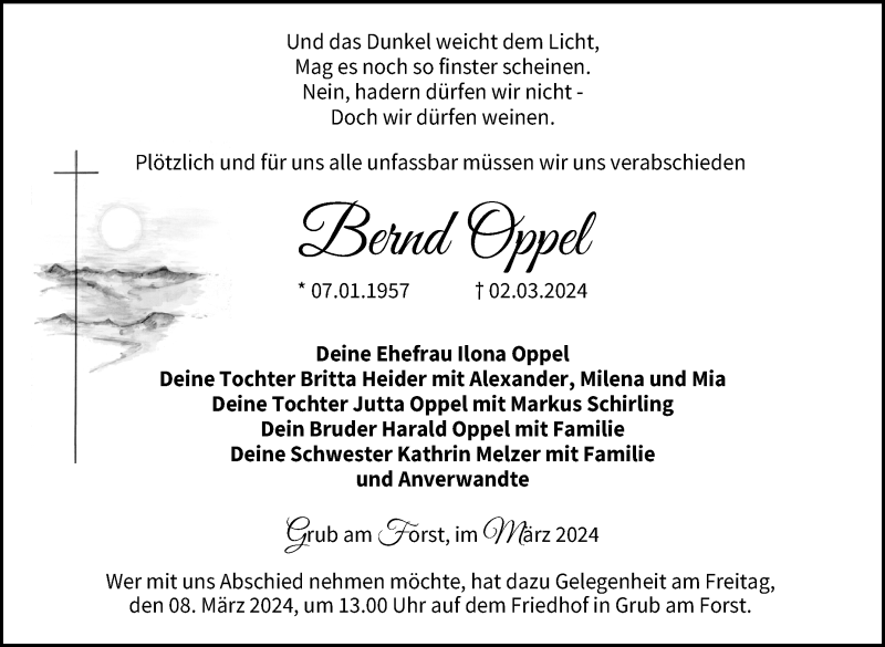  Traueranzeige für Bernd Oppel vom 06.03.2024 aus Neue Presse Coburg