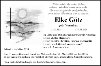 Traueranzeige von Elke Götz von Neue Presse Coburg