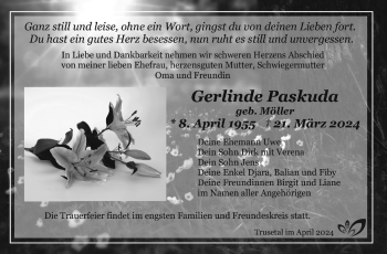 Traueranzeige von Gerlinde Paskuda von Südthüringer Presse