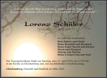 Traueranzeige von Lorenz Schüler von Südthüringer Presse