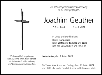 Traueranzeige von Joachim Geuther von Neue Presse Coburg