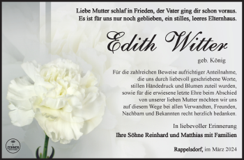 Traueranzeige von Edith Witter von Südthüringer Presse