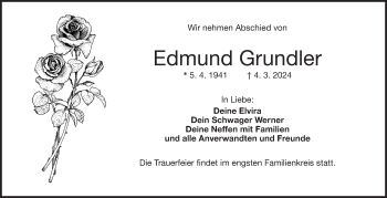 Traueranzeige von Edmund Grundler von Frankenpost