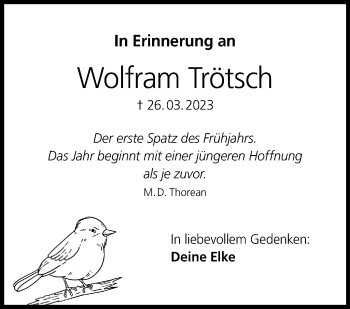 Traueranzeige von Wolfram Trötsch von Neue Presse Coburg
