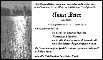 Traueranzeige von Anna Beier von Frankenpost