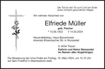 Traueranzeige von Elfriede Müller von Frankenpost