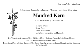 Traueranzeige von Manfred Kern von Frankenpost