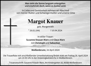 Traueranzeige von Margot Knauer von Neue Presse Coburg