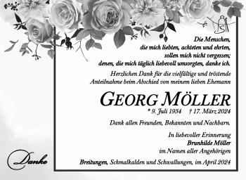 Traueranzeige von Georg Möller von Südthüringer Presse