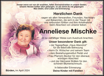 Traueranzeige von Anneliese Mischke von Südthüringer Presse